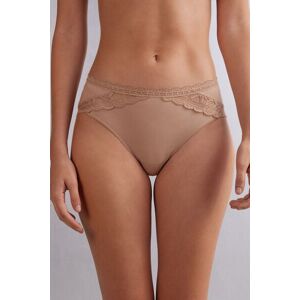 Intimissimi Slip Vita Semi-alta in Cotone e Pizzo Donna Naturale Taglia 6