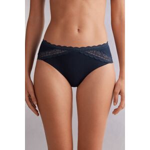 Intimissimi Slip Vita Semi-alta in Cotone e Pizzo Donna Blu Taglia 6