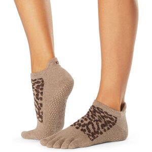 ToeSox Calzini antiscivolo con dita, bassi Leopardato Marrone Medium (39-42,5)