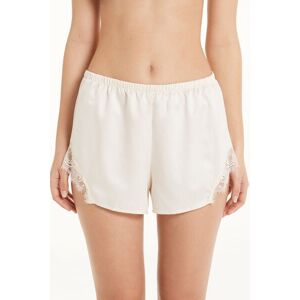 Tezenis Pantaloncino Corto in Raso e Pizzo Donna Avorio Tamaño L