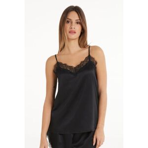 Tezenis Canotta con Spalline Sottili in Raso e Pizzo Donna Nero Tamaño S