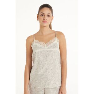 Tezenis Canotta con Spalline Sottili in Raso Stampato e Pizzo Donna Naturale Tamaño XS