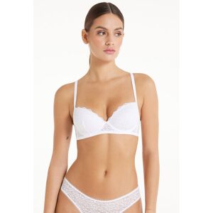 Tezenis Reggiseno Balconcino Leggermente Imbottito in Pizzo Riciclato Wien Donna Bianco Tamaño 3D