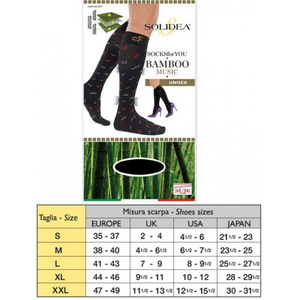solidea by calzificio pinelli socks for you bamboo music nero xl