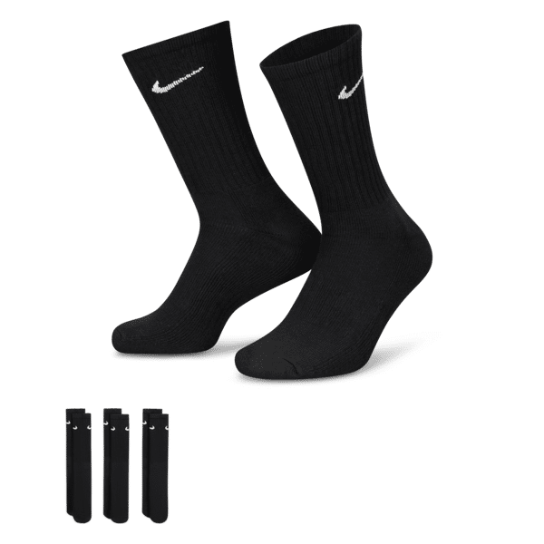 nike calze da training di media lunghezza  cushioned (3 paia) - nero