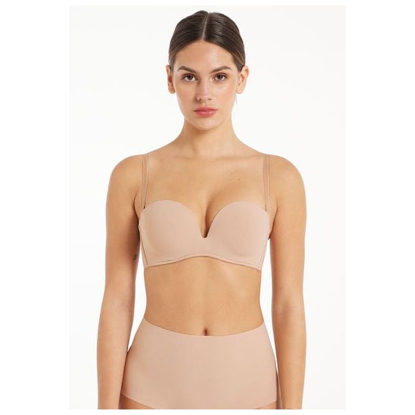 tezenis reggiseno fascia imbottita scollata microfibra riciclata donna naturale tamaño 2b