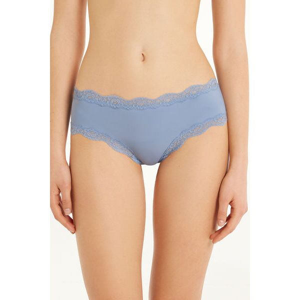 tezenis culotte brasiliana microfibra e pizzo donna azzurro tamaño xl