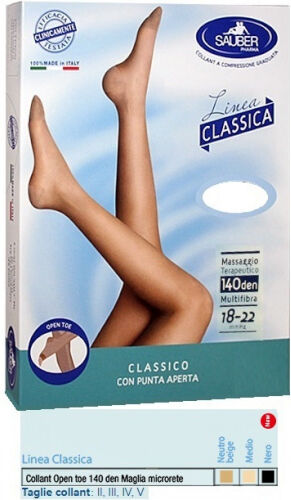 Desa Pharma Srl Sauber Collant Open Toe Maglia Microrete 140 Denari Colore Neutro Beige Taglia 2 Linea Classica