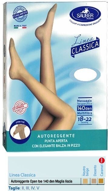 Desa Pharma Srl Sauber Autoreggente Open Toe Maglia Liscia 140 Den Colore Neutro Beige Taglia 5 Linea Classica