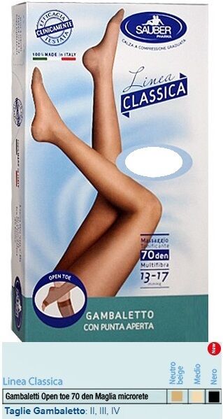 Desa Pharma Srl Sauber Gambaletto Open Toe Maglia Microrete 70 Den Colore Nero Taglia 3 Linea Classica