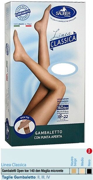 Desa Pharma Srl Sauber Gambaletto Open Toe Maglia Microrete 140 Den Colore Nero Taglia 3 Linea Classica