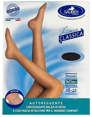 Desa Pharma Srl Sauber Calza Autoreggente 140 Denari Maglia Microrete Nero 5 Linea Classica