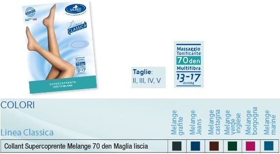 Desa Pharma Srl Sauber Collant 70 Denari Super Coprente Maglia Liscia Melange Castagna 3 Linea Classica