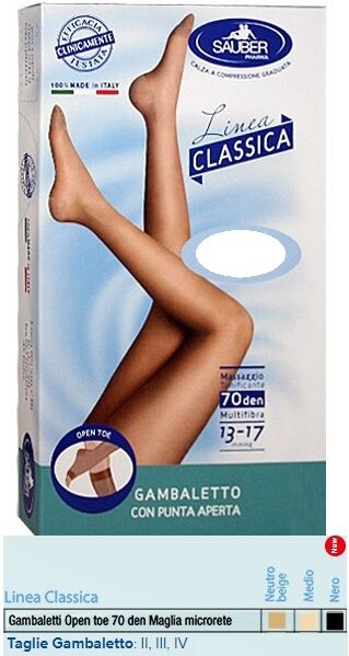 Desa Pharma Srl Sauber Gambaletto Open Toe Maglia Microrete 70 Den Colore Neutro Beige Taglia 3 Linea Classica