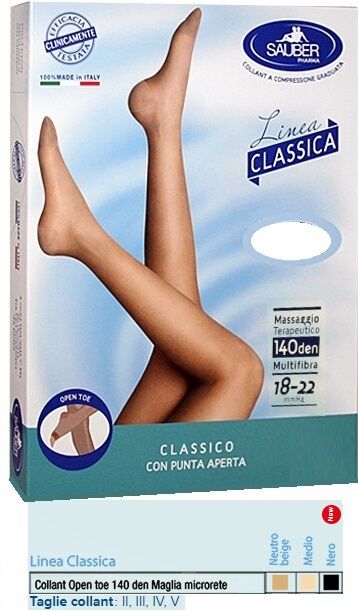 Desa Pharma Srl Sauber Collant Open Toe Maglia Microrete 140 Den Colore Medio 4 Linea Classica