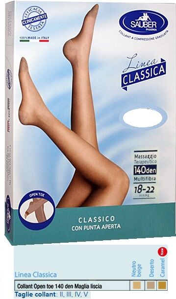 Desa Pharma Srl Sauber Collant Open Toe Maglia Liscia 140 Den Colore Deserto Taglia 5 Linea Classica