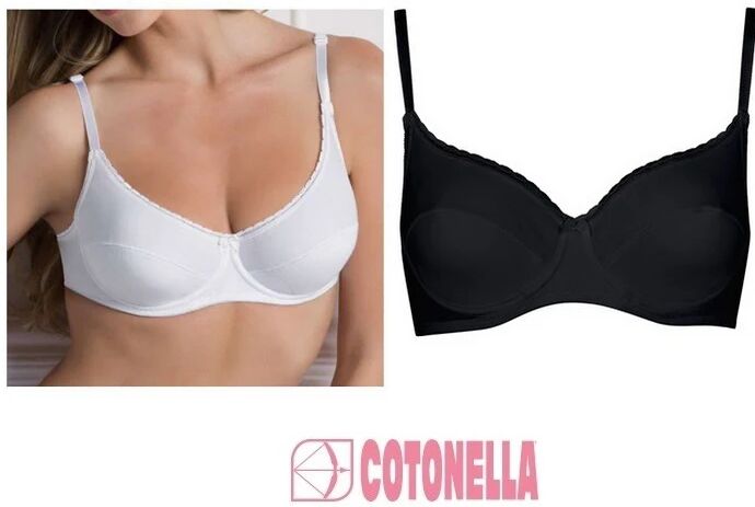 COTONELLA Reggiseno Donna In Cotone Art. Martina Col. E Mis. A Scelta NERO 3