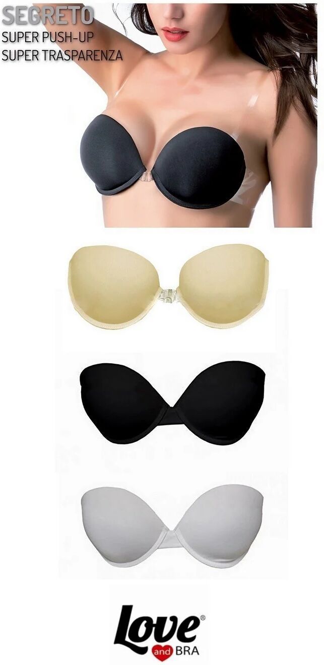 LOVE AND BRA Reggiseno Donna Super Push-Up Trasparente Art. Segreto Col. E Mis. A Scelta BIANCO 2