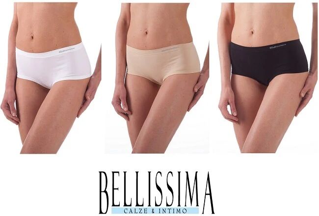 BELLISSIMA Short Sgambato Donna In Microfibra Art Short Sgambato 057 Col. E Mis. A Scelta BIANCO S-M