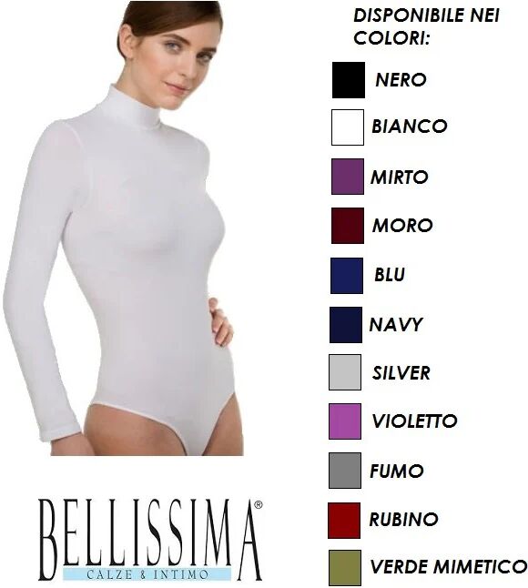 BELLISSIMA Body Lupetto Donna In Microfibra Art. 095 Col. E Mis. A Scelta BIANCO L-XL