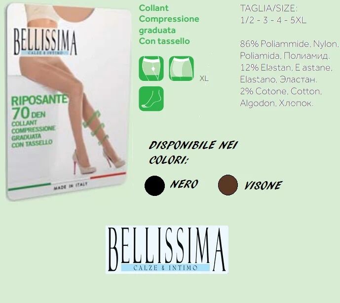 BELLISSIMA 6 Collant Donna Art. Riposante 70 Col. E Mis. A Scelta GLACE 1/2
