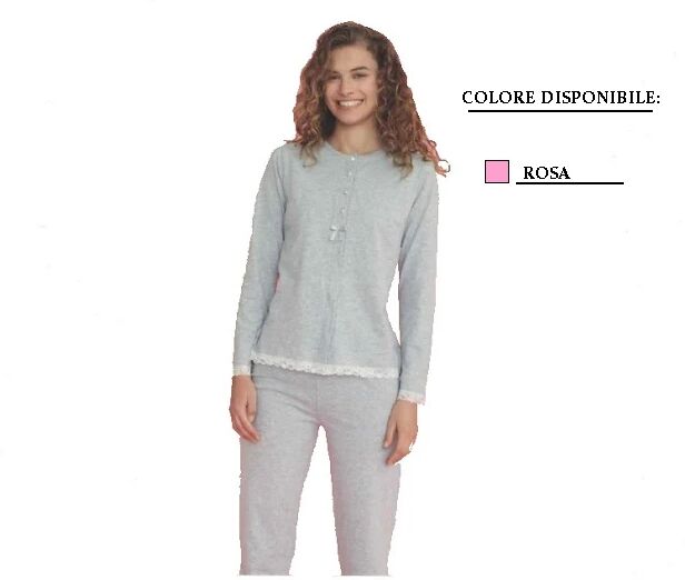 NOI DI NOTTE Pigiama Donna In Jersey Invernale Art Fa7254 Colore Foto Misura A Scelta ROSA 3XL