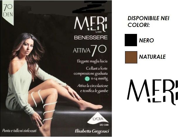 MERI Un Paio Di Collant Donna In Microfibra 70 Den. Art. 270 Attiva Col. E Mis. A Scelta NATURALE 3-M