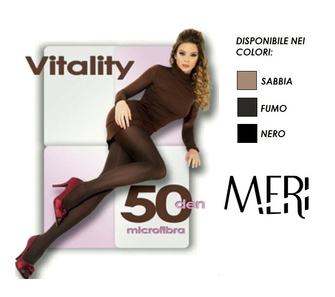 MERI 6 Collant Donna In Microfibra 50 Den. Art. 46 Vitality Col. E Mis. A Scelta NERO 3-M