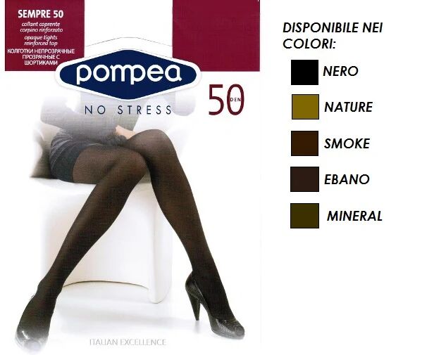 POMPEA 6 Collant Donna Art. Sempre50 Col. E Mis. A Scelta NERO 1-2