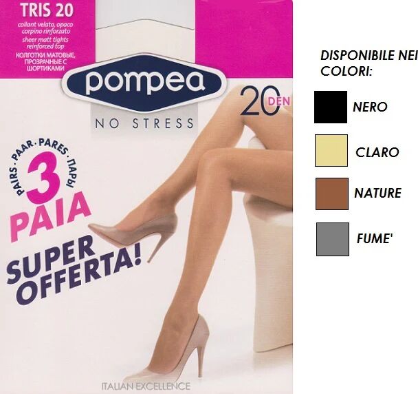 POMPEA 3 Paia Di Collant Donna Art. Tris20 Col. E Mis. A Scelta CLARO 3