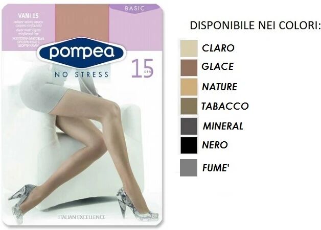 POMPEA 6 Collant Donna Art Vani 15 Colore E Misure A Scelta NERO XL