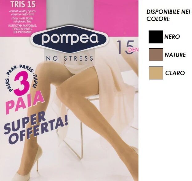 POMPEA 3 Paia Di Collant Donna Art. Tris 15 Col. E Mis. A Scelta CLARO 3