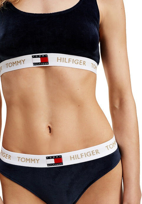 TOMMY HILFIGER Perizoma In Velour Art Uw0uw02480 Dw5 Colore Blu Scuro Misura A Scelta BLU SCURO XS