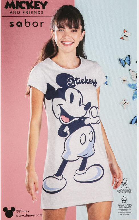 Disney Camicia da notte donna manica corta con stampa Pigiami donna Grigio taglia S