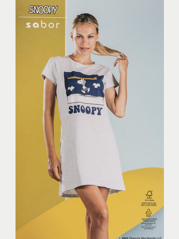 Snoopy Camicia da notte donna manica corta con stampa Pigiami donna Grigio taglia S