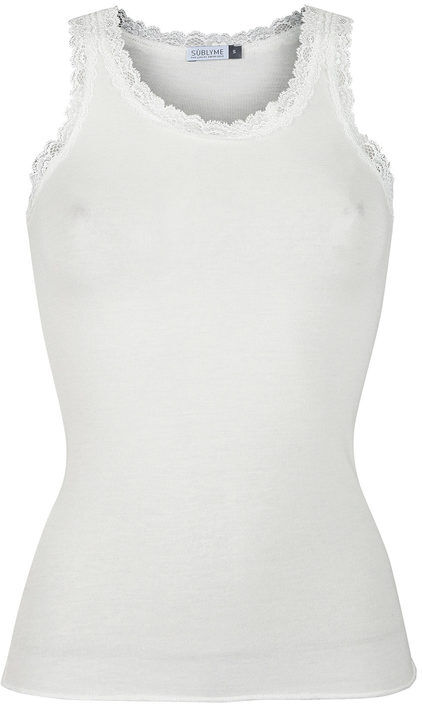 Sublyme Canotta donna con pizzo in misto cashmere Maglie Intime donna Bianco taglia XL