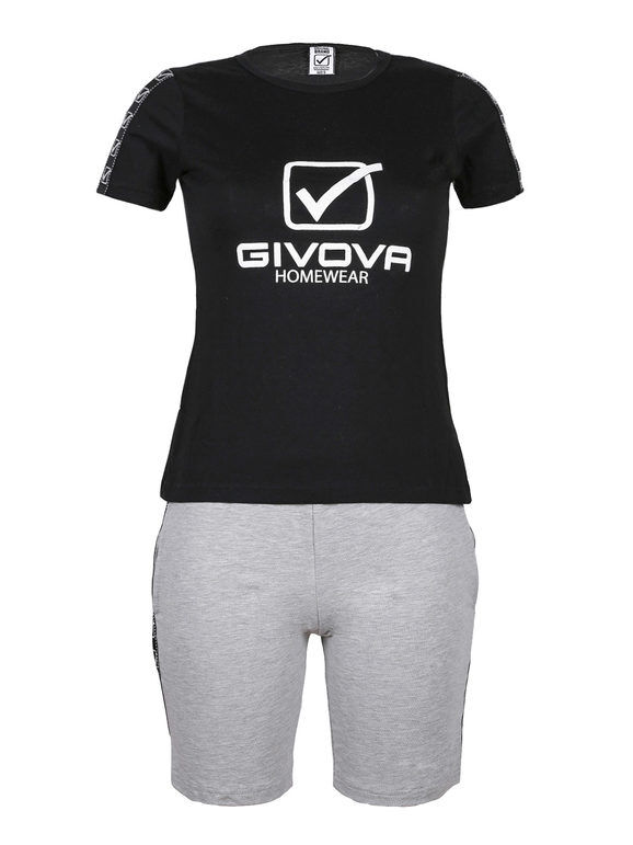 Givova Completo donna t-shirt + shorts Pigiami donna Nero taglia XL