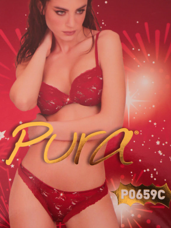 Pura Completo intimo Push up graduato + brasiliano Completi Intimi donna Rosso taglia 03