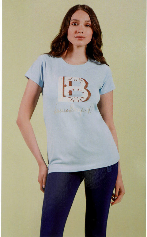 Laura Biagiotti Coordinato donna in cotone con t-shirt e leggings Pigiami donna Blu taglia XL