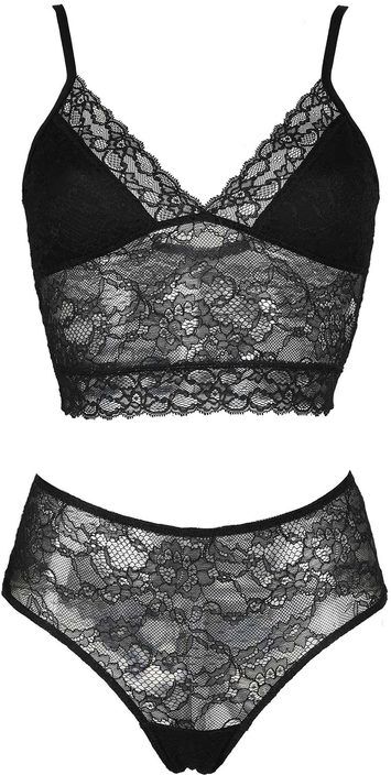 Magic Dream Coordinato intimo donna in pizzo bralette + coulotte Completi Intimi donna Nero taglia L