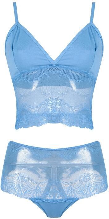 Pierre Cardin Coordinato intimo donna misto cotone con pizzo Completi Intimi donna Blu taglia M