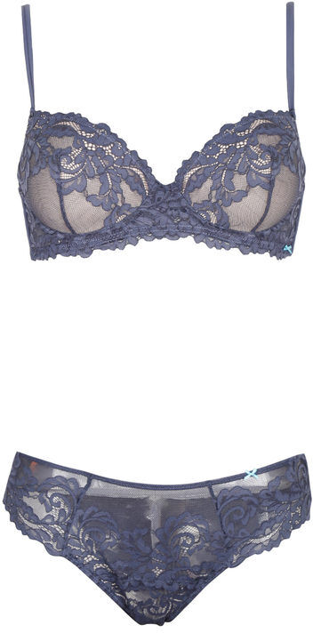 Infiore Coordinato intimo in pizzo balconette + slip Completi Intimi donna Blu taglia 04