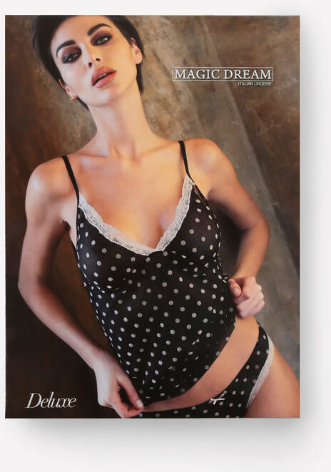 Magic Dream Coordinato intimo top+slip a pois Completi Intimi donna Nero taglia L