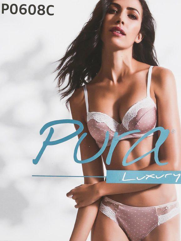 Pura Luxury P0608C Push up graduato + brasiliano Completi Intimi donna Rosa taglia 03