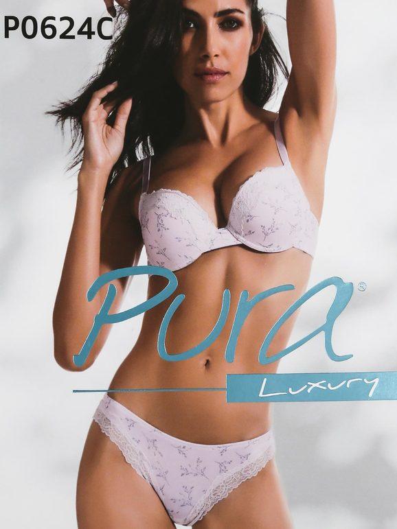 Pura Luxury P0624C Push up graduato + brasiliano Completi Intimi donna Rosa taglia 03
