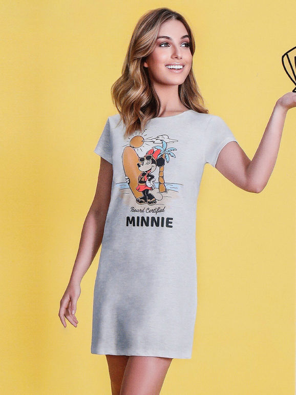 Disney Minnie camicia da notte a maniche corte in cotone jersey Pigiami donna Grigio taglia L