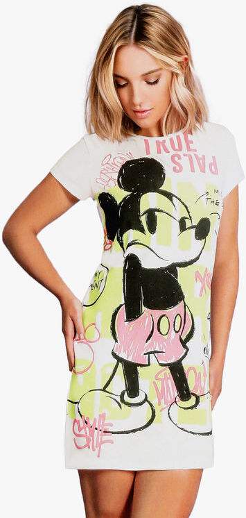 Disney Minnie camicia da notte a maniche corte in cotone jersey Pigiami donna Bianco taglia L