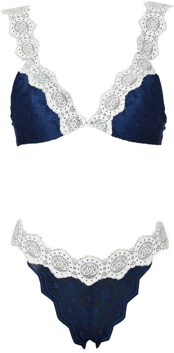 Pura P0660C Bralette imbottita senza ferretto + brasiliano Completi Intimi donna Blu taglia 02