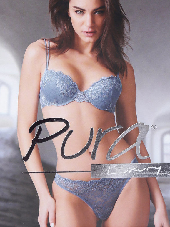 Pura P0700C Push up graduato + brasiliano in pizzo Completi Intimi donna Blu taglia 04