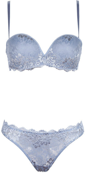 Pura P0701C Fascia imbottita graduata + slip in pizzo Completi Intimi donna Blu taglia 04